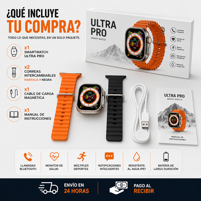 ULTRA PRO SMARTWATCH™+ 2 correas premium + cargador — el control total en tu muñeca
