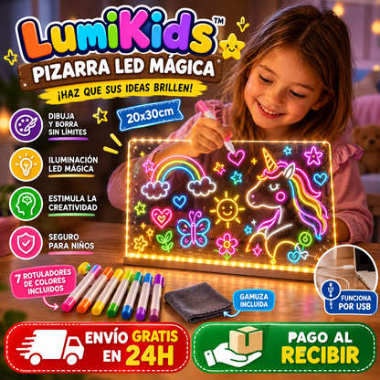 ✨LumiKids™ – Pizarra LED Mágica + Estuche Rotuladores Neón — Adiós a las pantallas, hola a la magia real