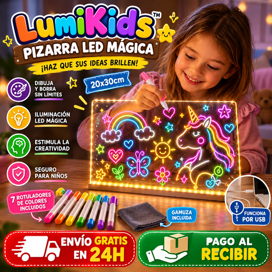 ✨LumiKids™ – Pizarra LED Mágica + Estuche Rotuladores Neón — Adiós a las pantallas, hola a la magia real