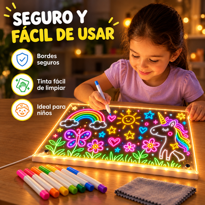 ✨LumiKids™ – Pizarra LED Mágica + Estuche Rotuladores Neón — Adiós a las pantallas, hola a la magia real