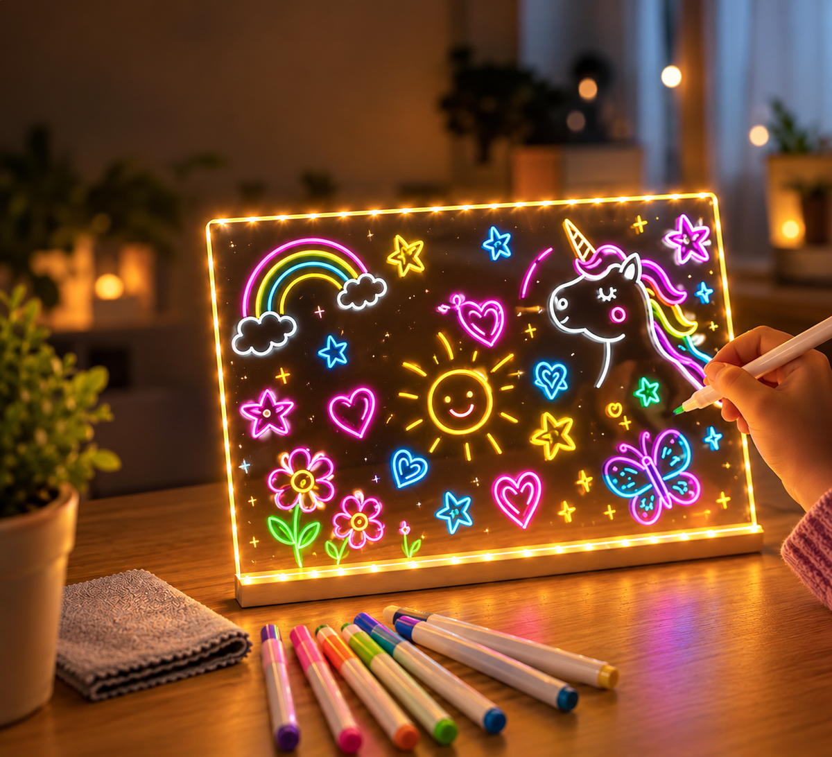 ✨LumiKids™ – Pizarra LED Mágica + Estuche Rotuladores Neón — Adiós a las pantallas, hola a la magia real